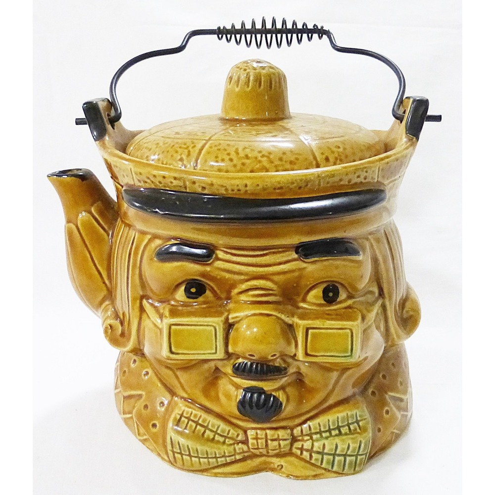 Vintage tea pot pitcher japan ben franklin face kitchen ware decor farmhouse